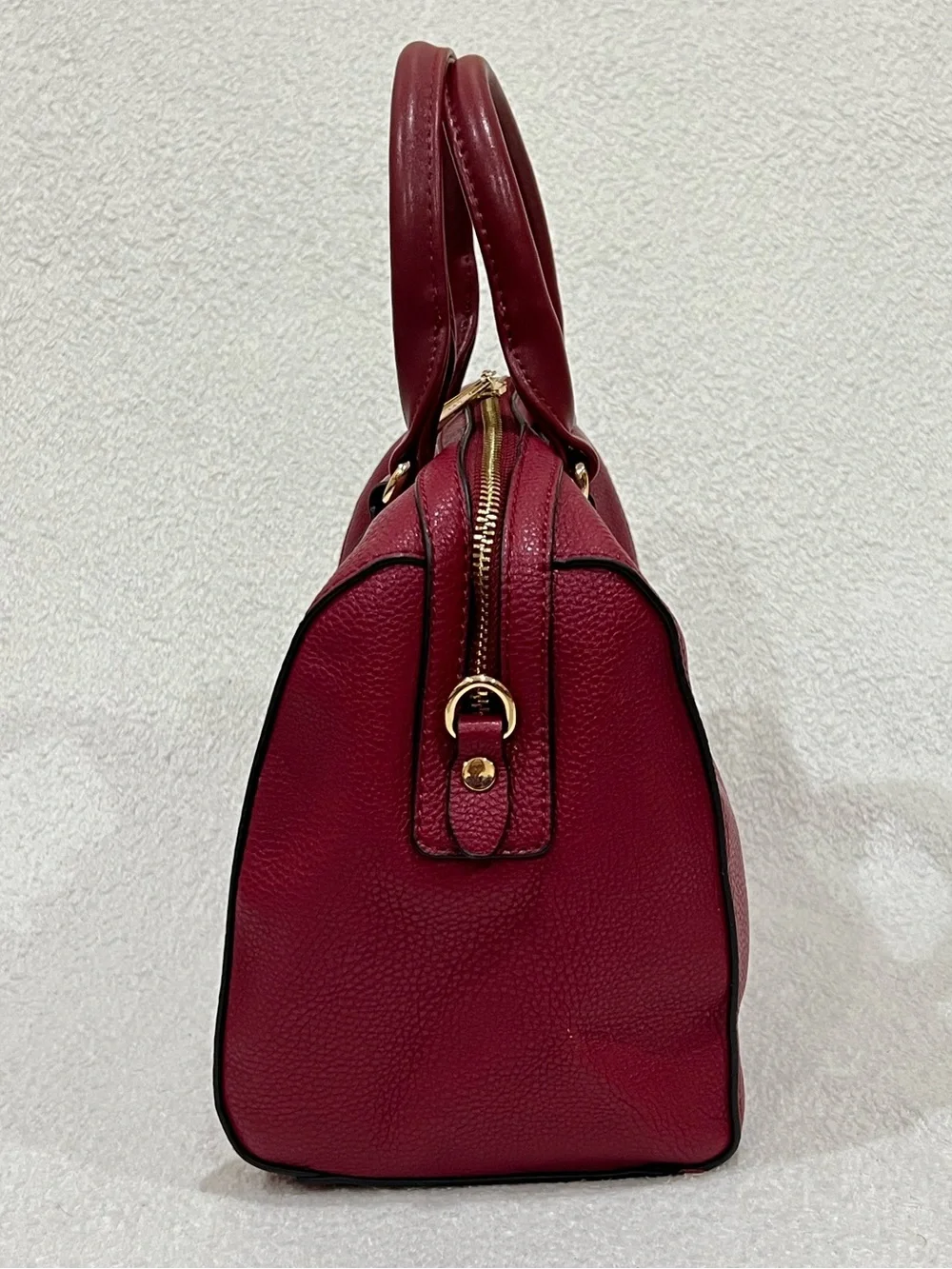 Jessica Moore Berry Red Pebbled Faux Leather Venture Satchel